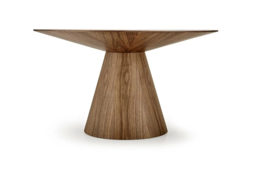 Stół okrągły do jadalni Obituar 136 cm nowoczesny orzechowy na jednej nodze Intesi