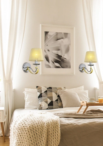 Kinkiet ścienny Diva nowoczesny glamour złoty z abażurem do salonu i sypialni CANDELLUX