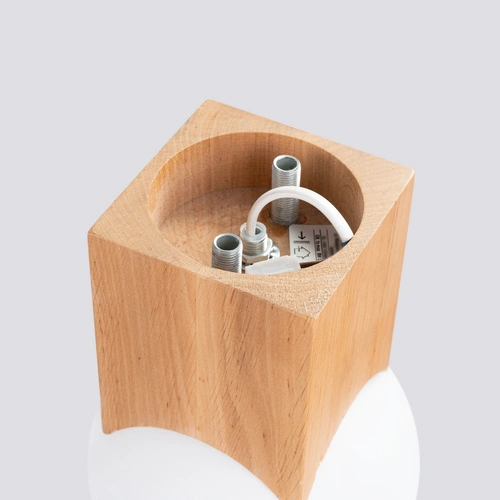 Plafon sufitowy SOLIS nowoczesny drewniany biały do salonu i sypialni 12 cm SOLLUX