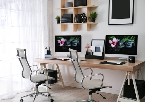 Fotel biurowy CH1191 PREMIUM inspirowany EA119 skóra biała, chrom
