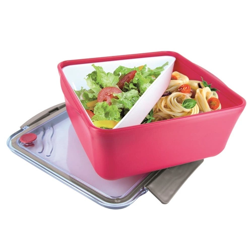 Lunch box śniadaniówka Divided z widelcem 2,6l różowy