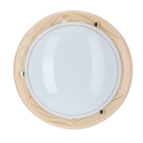 Plafon sufitowy okrągły szklano-drewniany 30 cm biały sosna do salonu Candellux 1030