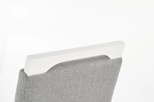 Krzesło tapicerowane Alabama szare z białymi drewnianymi nogami do jadalni nowoczesne Intesi