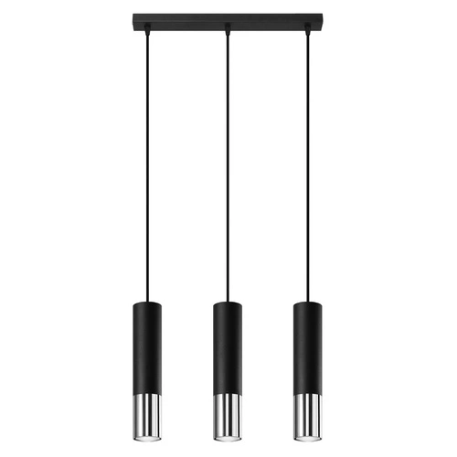 Lampa wisząca Loopez 3-punktowa czarna chrom nowoczesna do salonu i nad wyspę