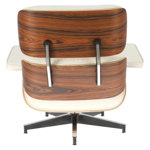Fotel obrotowy Vip Lounge Chair skórzany do salonu z podnóżkiem nowoczesny biały