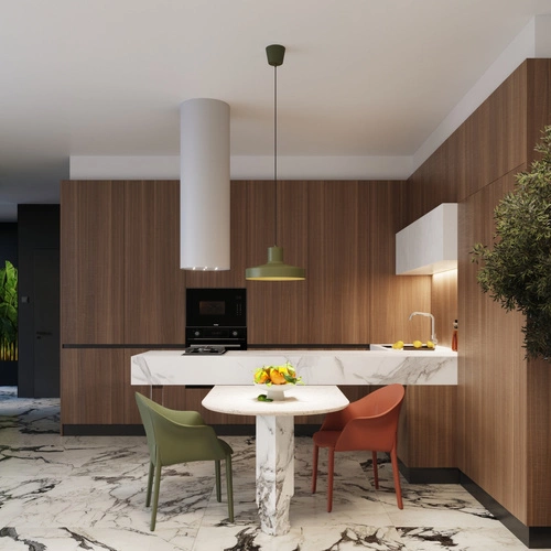 Nowoczesna lampa wisząca BILO zielona oliwka metalowa do salonu i kuchni 35 cm