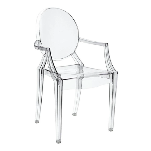 Krzesło transparentne Royal D2.DESIGN do jadalni i salonu ludwikowskie z podłokietnikami