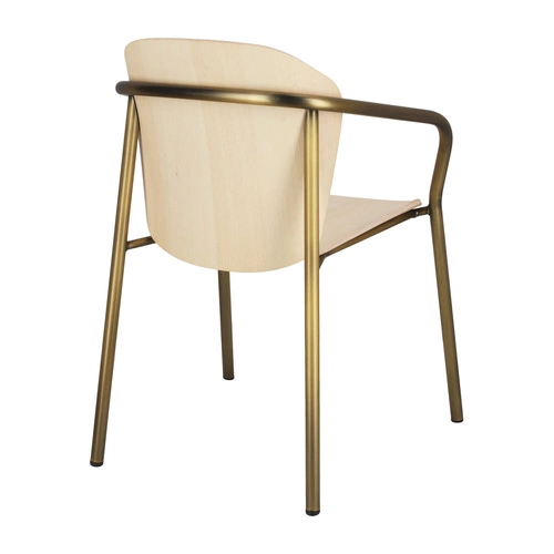 Krzesło do jadalni Finn drewniane z podłokietnikami na złotych nogach nowoczesne SCAB Design