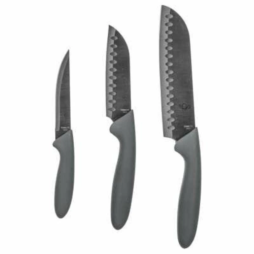 Zestaw 3 noży kuchennych Santoku 5five simply smart stal nierdzewna szary nowoczesny