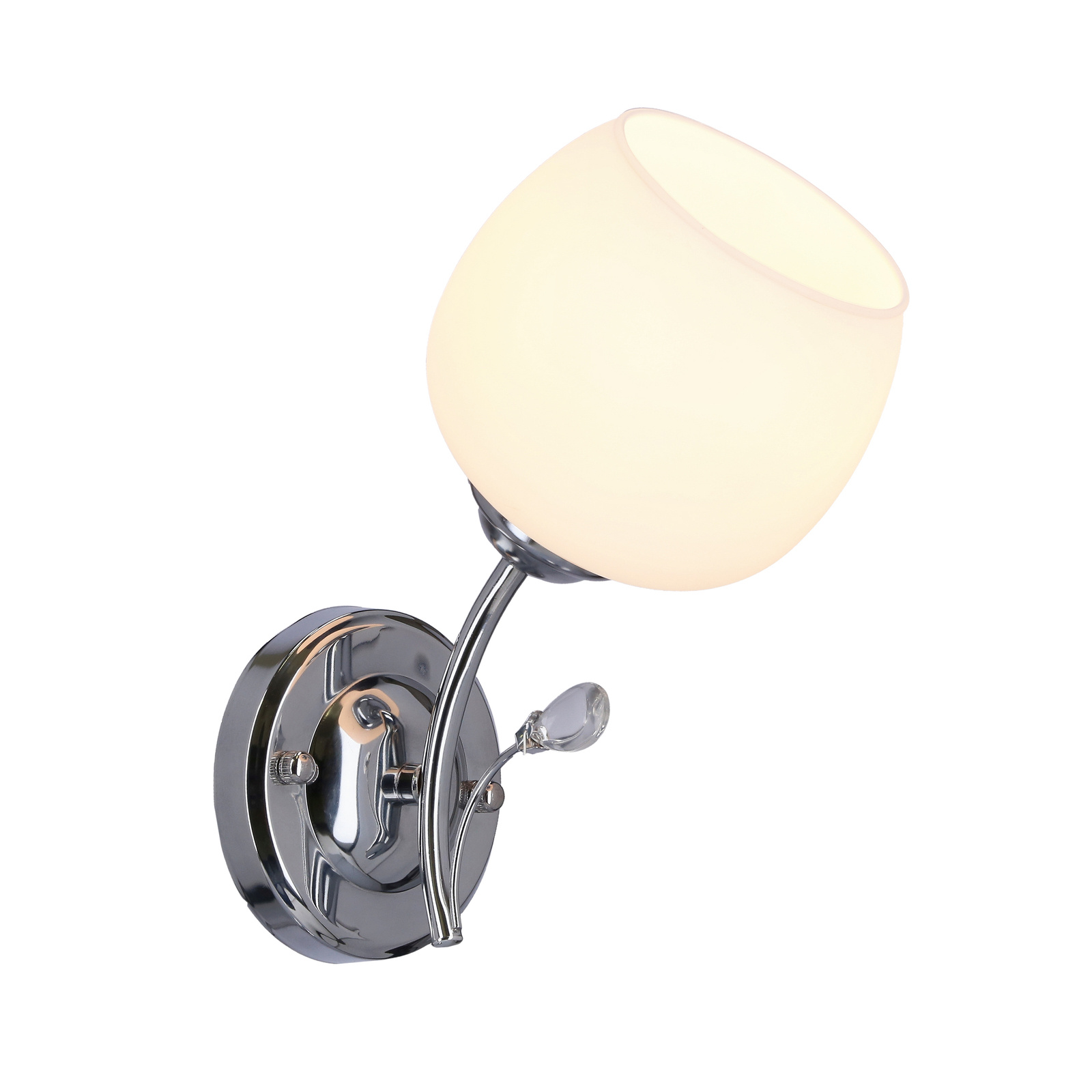 Kinkiet Estar lampa chromowy 1x40W E27 klosz biały