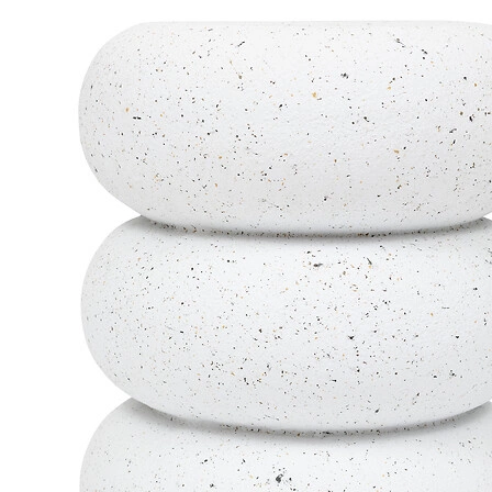 Atmosphera Stonento biały stolik pomocniczy okrągły do salonu w stylu japandi 35x35 cm