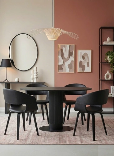 Stół do jadalni Maxim czarny owalny nowoczesny na jednej nodze 120x70 cm Intesi