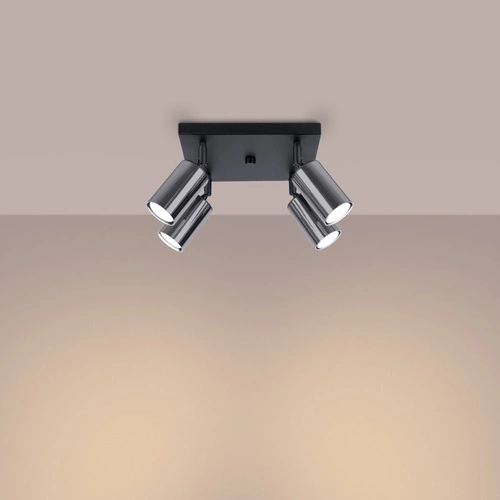 Plafon sufitowy WINX 4 czarny/chrom nowoczesny metalowy do salonu i sypialni regulowany