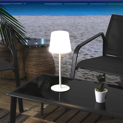 Intesi nowoczesna biała lampa stołowa LED USB bezprzewodowa do salonu i na taras