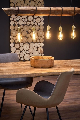 Stół rozkładany Sonik do jadalni i kuchni, dąb naturalny, czarne nogi, nowoczesny Intesi 120–180 cm