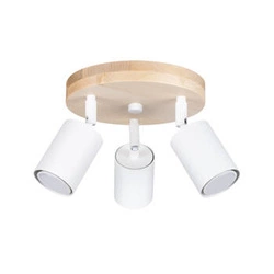 Plafon sufitowy VERDO 3P biały skandynawski metalowo-drewniany do salonu z ruchomymi kloszami