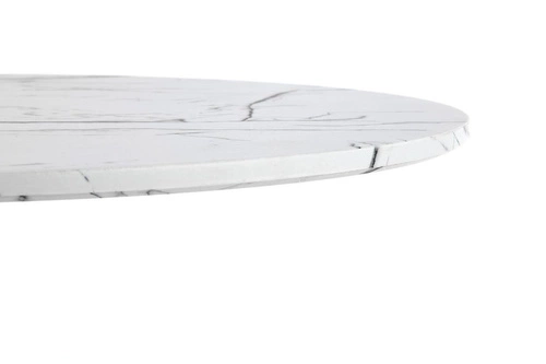 Stół okrągły do jadalni Verden biały marmur nowoczesny na jednej nodze 80 cm Intesi