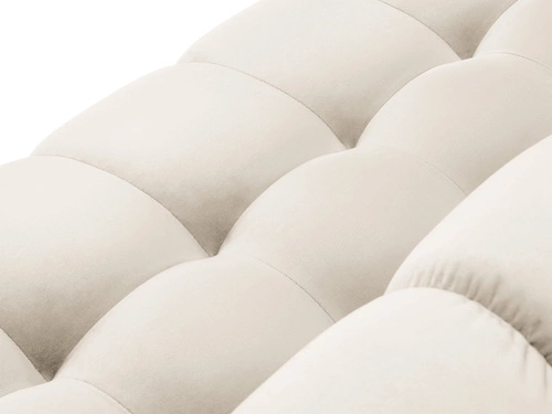 Pufa kwadratowa welurowa pikowana Justin beżowa do salonu i sypialni 60x60 cm