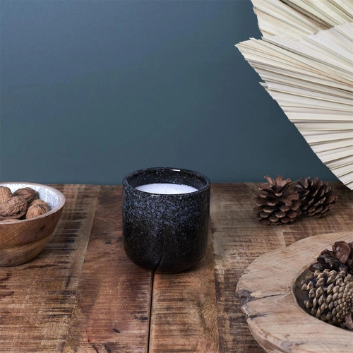 Świeca dekoracyjna Glaze S Intesi czarna okrągła w ceramice nowoczesna do salonu