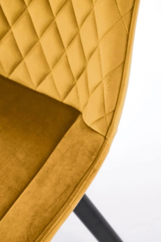 Krzesło obrotowe Veroniq tapicerowane welur musztardowe do jadalni i salonu nowoczesne