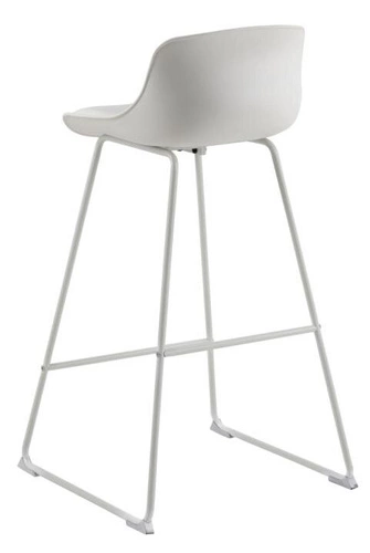 Hoker z oparciem Actona Tina biały nowoczesny do kuchni i wyspy, ekoskóra, metal 76 cm