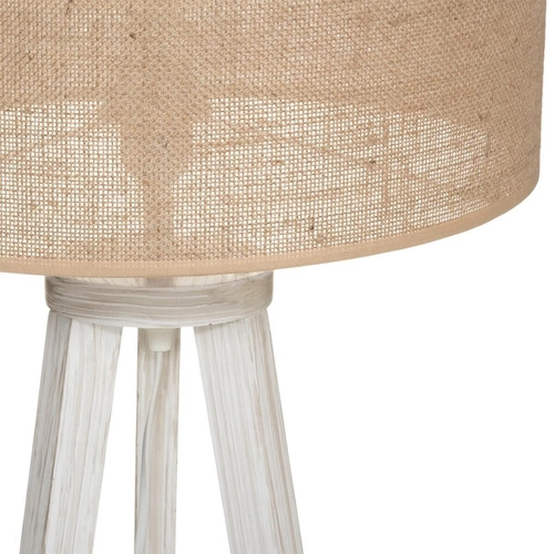 Lampa podłogowa trójnóg Elva Atmosphera beżowa drewniana skandynawska do salonu i sypialni