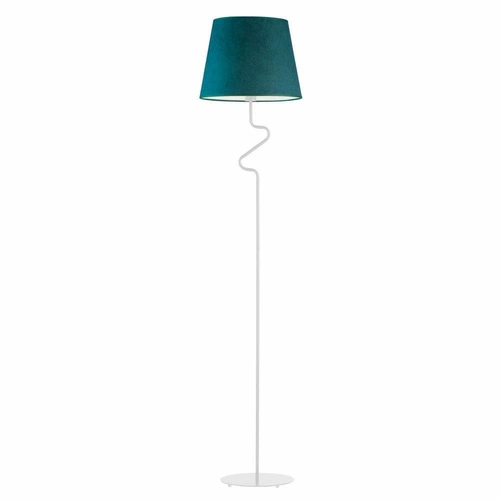 Lampa stojąca do salonu FOGO zielona nowoczesna z welurowym abażurem glamour Lysne 174 cm
