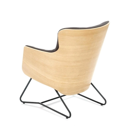 Fotel do salonu Calderon tapicerowany na płozach szary dąb nowoczesny industrialny Intesi