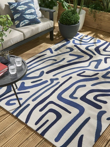 Dywan zewnętrzny do tarasu Synchronic Japanese Ink Origami 250x350 nowoczesny łatwoczyszczący