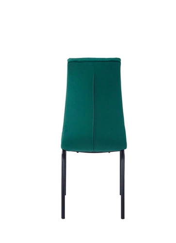 Krzesło do jadalni Ezara Intesi tapicerowane welur zielone nowoczesne na czarnych nogach