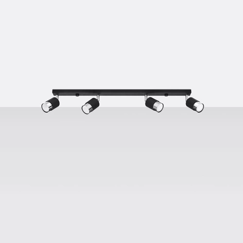 Plafon sufitowy NERO 4 czarny chrom nowoczesny loftowy do kuchni salonu Sollux