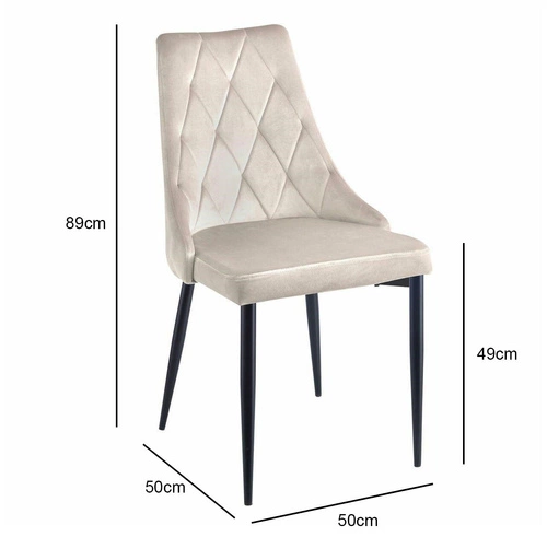 Krzesło tapicerowane Loretta velvet beżowe do jadalni i salonu nowoczesne na czarnych nogach Intesi