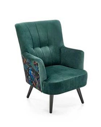 Fotel wypoczynkowy Gredos welur zielony do salonu nowoczesny z podłokietnikami Intesi