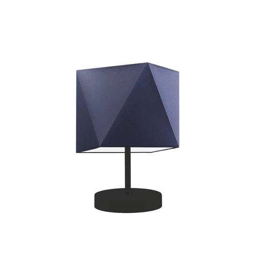 Lampka nocna do sypialni PASADENA granatowa nowoczesna z abażurem na czarnym stelażu LYSNE