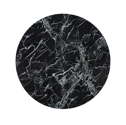 Stół okrągły szklany Edward czarny marmur złote nogi glamour do jadalni lub salonu 100 cm