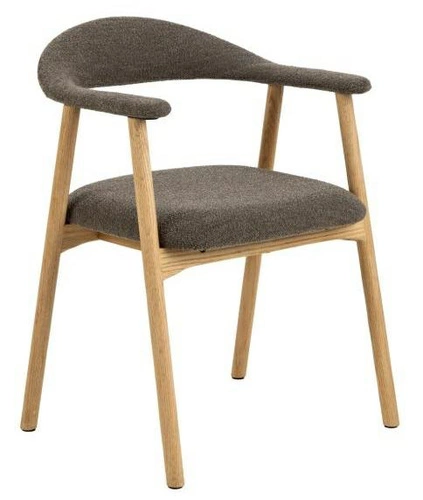 Krzesło do jadalni tapicerowane boho Addi Actona brązowe dąb z podłokietnikami