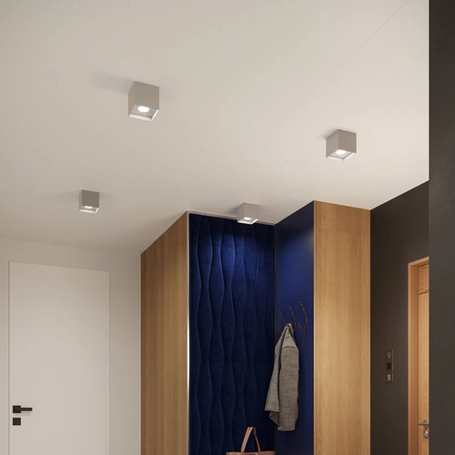 Plafon kwadratowy HATI szary minimalistyczny aluminiowy do salonu i sypialni SOLLUX