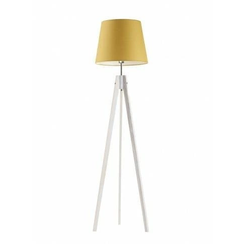 Lampa podłogowa ARUBA abażur musztardowy stelaż biały