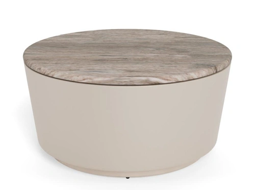 Stolik kawowy Cangas okrągły 80 cm szary marmurowy nowoczesny do salonu