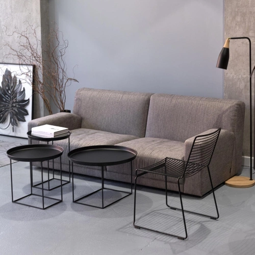 Stolik kawowy Ramme okrągły metalowy czarny nowoczesny 63 cm do salonu NORDIFRA