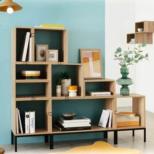 Półka ścienna Kali prostokątna naturalna 69 cm do kuchni i salonu klasyczna wisząca