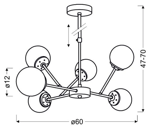 Lampa wisząca Best chrom regulowana 6-punktowa do salonu i jadalni nowoczesna