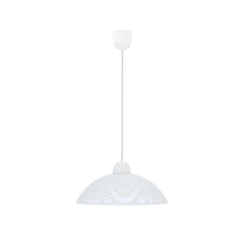 Lampa wisząca Bronte biała szklana z wzorem do salonu i jadalni regulowana 30 cm