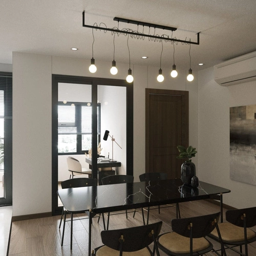 Nowoczesna czarna lampa sufitowa SALAMANCA 2 loftowa nad stół do jadalni i salonu