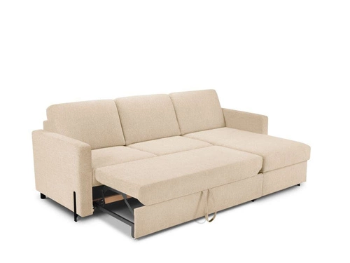 Narożnik z funkcją spania Gabriel Beige Structured Fabric prawostronny