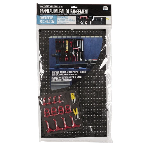 Intesi nowoczesny czarny wieszak ścienny na narzędzia do garażu i warsztatu 16 elementów