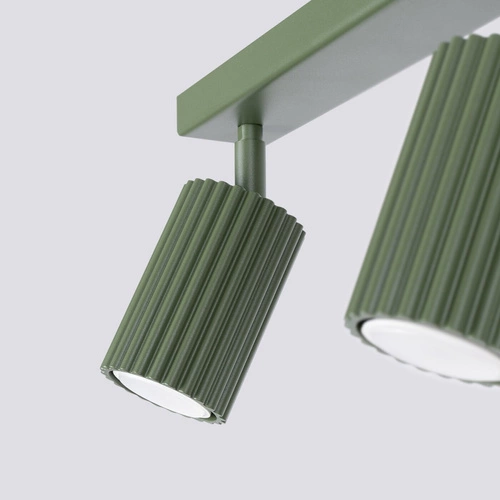 Plafon sufitowy KARBON 2 zielony oliwkowy nowoczesny aluminiowy do salonu z ruchomym kloszem