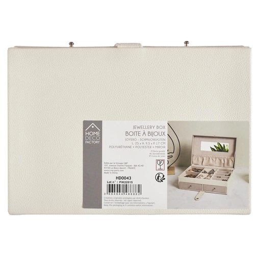 Organizer na biżuterię Lady Intesi kremowy z lusterkiem i szufladkami welurowy