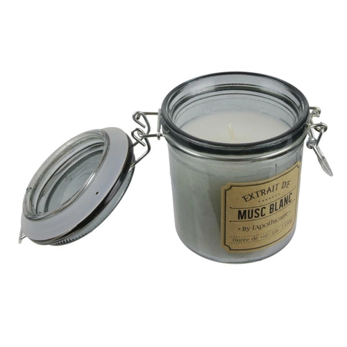 Świeca zapachowa sojowa Musc Blanc Intesi w słoiku vintage na prezent 25h transparentna