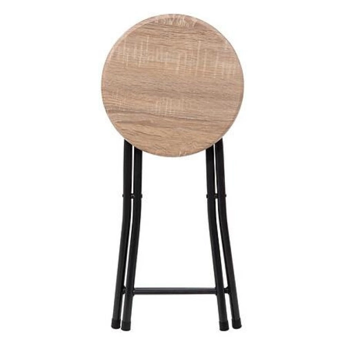 Taboret składany 5five simply smart z efektem drewna do kuchni, nowoczesny, czarno-naturalny